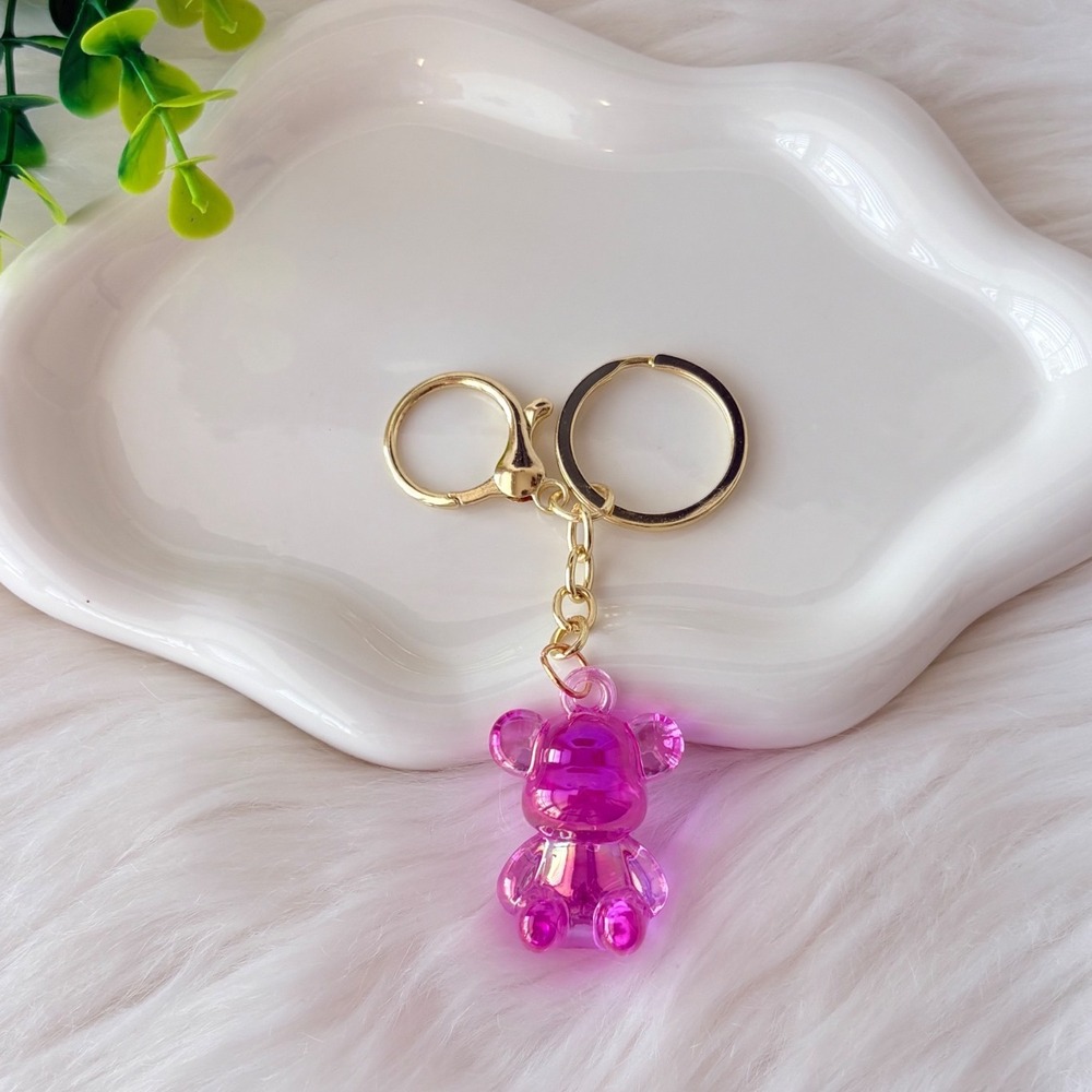 Clear Iridescent Teddy Bear Keychain/Bag Charm